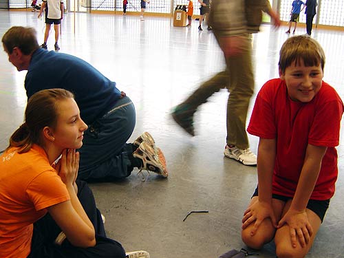 Nicole und Marcel bei einer Pause zwischen den Spielen.